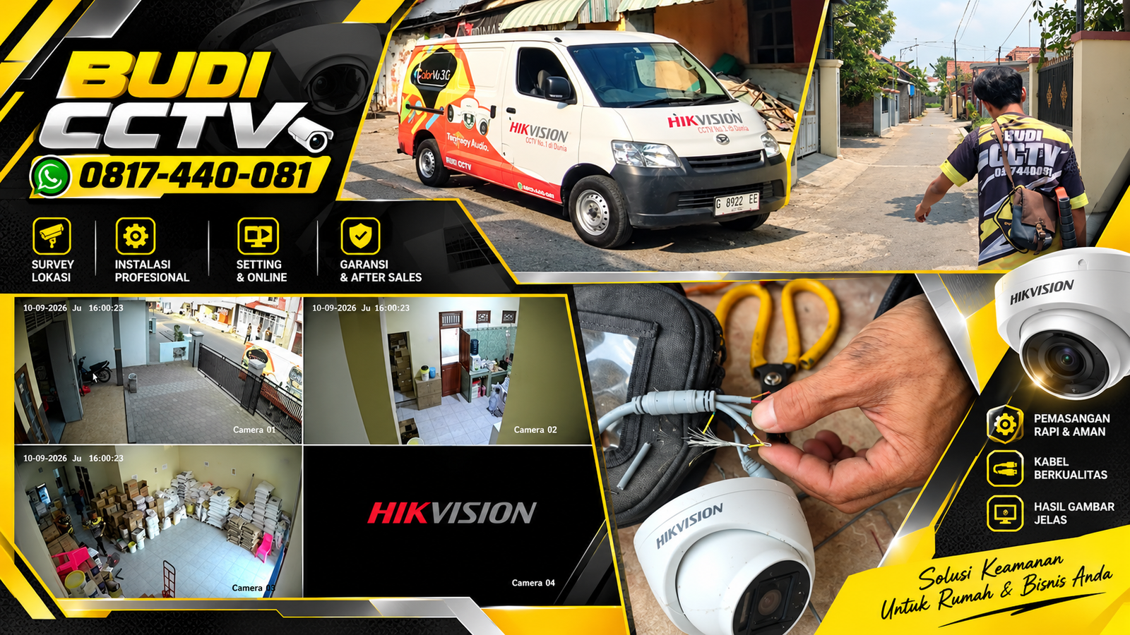 Instalasi CCTV Hikvision pada Gudang di Slawi untuk Kinerja Sistem Stabil