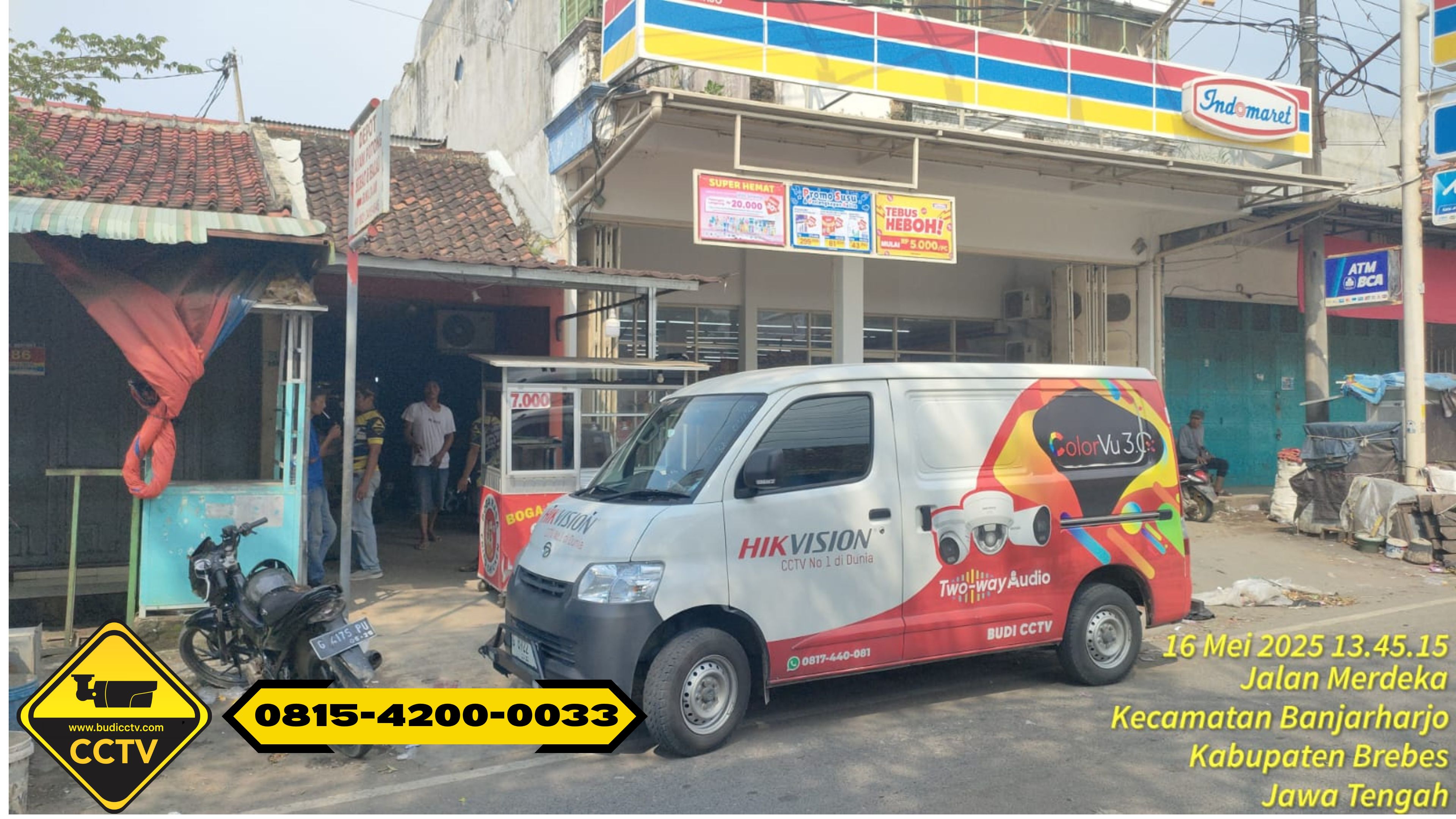 Pemasangan CCTV Hikvision 4 Channel Smart Hybrid Light 2MP di Indomaret Banjarharjo