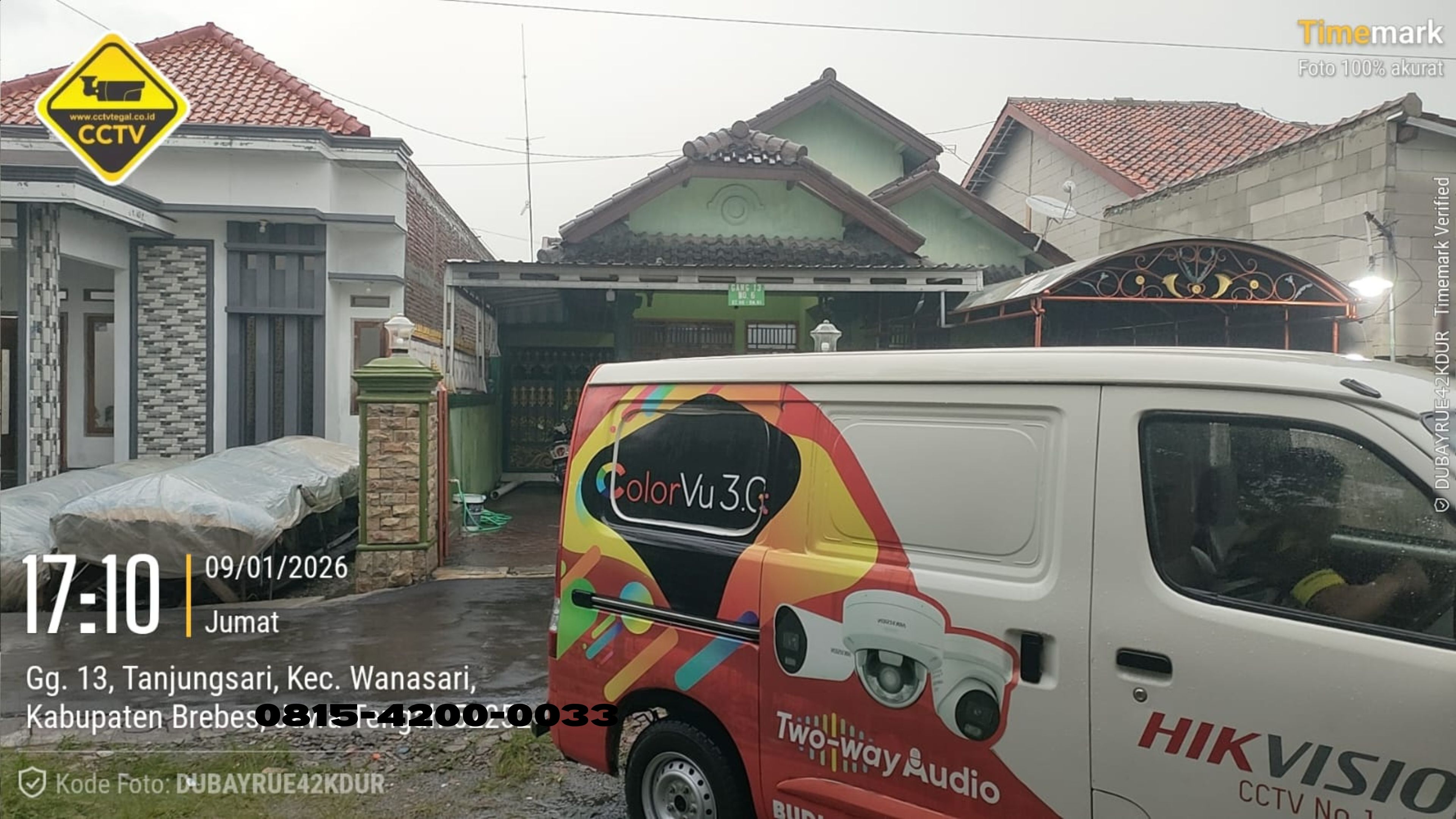 Pemasangan CCTV Hikvision 4 Channel 2MP ColorVu Audio + Two Way Audio di Rumah Wilayah Wanasari