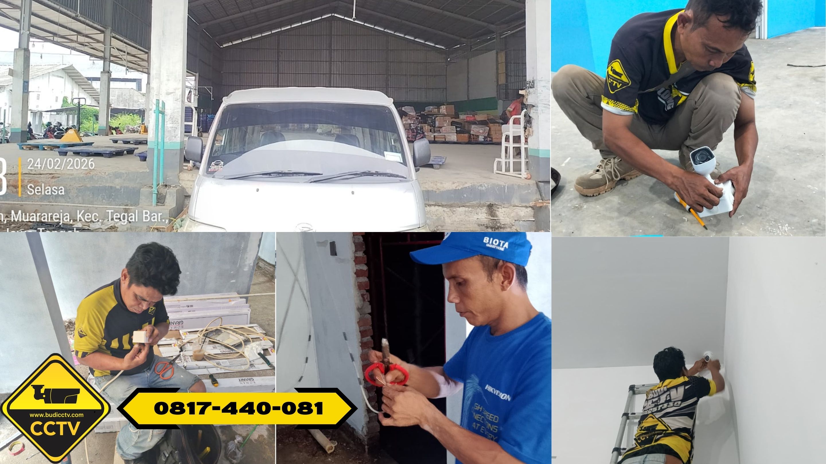 Instalasi CCTV Hikvision 16 Channel 2MP Infrared Full HD di Area Perusahaan di Slawi