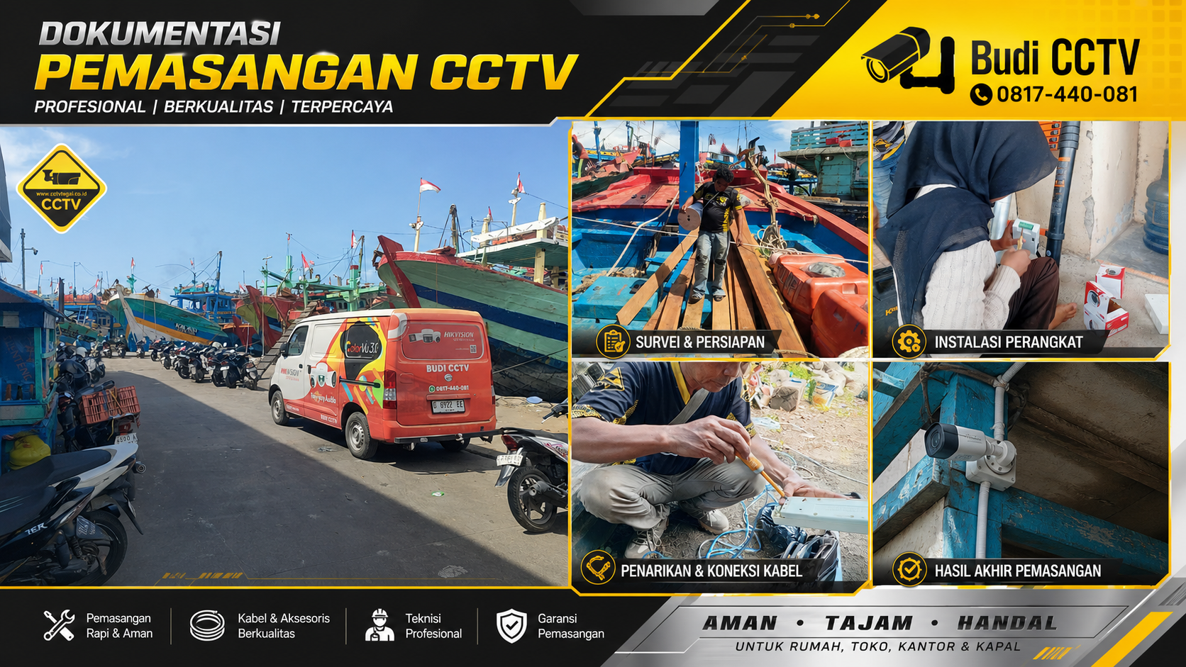 Pasang CCTV di Tegal, Instalasi di Kapal Linda Jaya 6 dengan Sistem Pengawasan Lebih Maksimal
